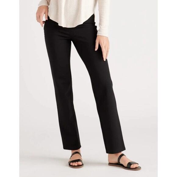 Quince Ultra-Stretch Ponte Straight Leg Pant Black Women's MT - Picture 1 of 13